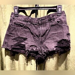 Abercrombie & Fitch Black Jean Shorts Distressed Style